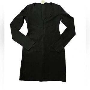 Vintage Versus Versace Black Corset Shaped Waist Long Sleeve Mini Dress